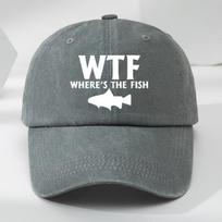 WTF fish print outdoor Unisexs washed baseball cap retro duckbill cap sports casual baseball cap Adjustable