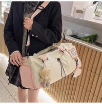 Large Capacity Gym Bag for Women Canvas Storage Tote Lightweight Travel Bag Shoulder Bag with Crossbody Strap Gym rožinė