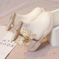 Little Girl Butterfly Decor Leather Booties Fashion Kids Princess Boots Casual Toddler Baby Outdoor Walking Shoes for Autumn Winter 26 smėlis
