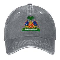 Haiti Emblem Coat Of Arms Flag Symbol Lunion Fait La Force Baseball Cap Hat Beach derby hat Womens Unisexs