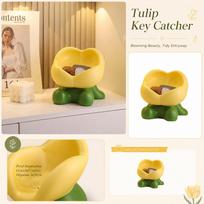 Tulip Shaped Storage Organizer Decorative Tray for Entryway Table Key Holder Jewelry Holder Small Item Storage Container one size geltona