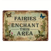 Planetjuice Planetjuice Vintage Fairy Metal Tin Sign Garden Wall Art Rustic  Fantasy Patio Butterflies Floral Magic x Inches (as the picture,20x30)
