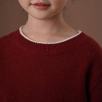 Hacikis Kids' Winter Color-Block Wool Sweater 140 vyno raudonos spalvos