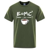 E=MC Squared Coffee Graphic T Shirt Funny Math Engineer Meme Cotton Blend S-XXL S