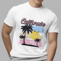 Sunshine California Vibes Palm Tree Graphic Unisex White Casual Summer T-shirt S