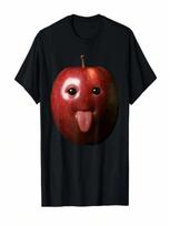 Funny Silly AI Apple Gen Z Meme BrainRot Humor Tongue Out T-Shirt For unisex Wounisex  T Shirts Short Sleeve Tops 0906-2 S įvairiaspalvis