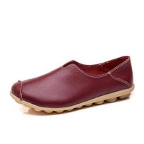 Breathable Leather Flat Loafers for Women Casual Moccasins Slippers Sandals for Spring Summer Beach Walking 35 vyno raudonos spalvos