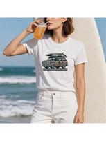 Surfing Enthusiast Gift Tee Tops Set Off With A Surfboard Funny Printed T-Shirt Summer Leisure By The Seaside unisex Wounisex Tshirt S