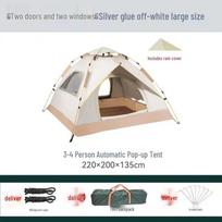Two-Door Quick-Open Portable Camping Tent with Mosquito Net & Sun Protection Automatic 2-3 People 200*150*125 beveik baltos spalvos