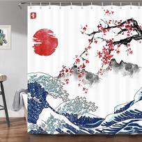 Charming Oriental Blossom Shower Curtain Set - Vibrant Cherry Blossom Designs for Elegant Bathroom Dcor, Waterproof & Easy Care (as the picture,W90XH180cm)