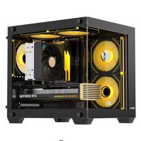 Compact PC Case, Mini Tower, Pillarless, Gaming PC Case, Alloy Steel Tempered Glass, Compatible with M-ATXITXMicro-ATX Motherboards, Black