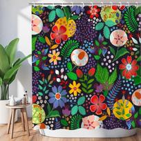 Vibrant Multicolor Floral Print Waterproof Shower Curtain - Stylish, Durable & Easy-Care Choice for Energetic Bathroom Dcor (as the picture,W90XH180cm)