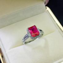 European Bestseller: Lavish Open Ruby & Diamond Inlaid Rectangle Ring for Women Adjustable