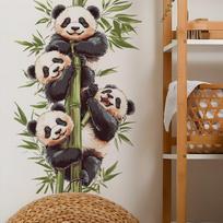 Cartoon Watercolor Bamboo Panda Bedroom Living Room Entrance Decoration Beautification Wall Sticker Self-adhesive (as the picture,40x60cm)