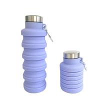 New Portable Silicone Water Bottle Retractable Folding Coffee Bottle Cups  Outdoor Travel Tools Collapsible Sport Bottles violetinė