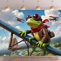 2D Fantasy Flying Adventure Frog UV Printed Banner Backdrop 47.2x31.5inch/120*80cm