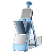 Multifunctional Vegetable Slicer Mandoline Adjustable Thickness Kitchen Cutter with Safety Holder and Container for Slicing Grating Shredding One Size