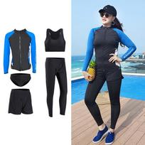Plus Size Women's Long Sleeve Diving & Surfing Suit - Jellyfish Resistant, Slimming, Split Design, Waterproof Swimsuit with Long Pants. 3XL