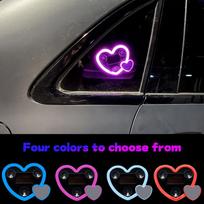 Alight with Love, Solar Powered LED Car Light, Heart-Shaped, Fit for Triangle Window, Wire-Free and Atmospheric. rožinė