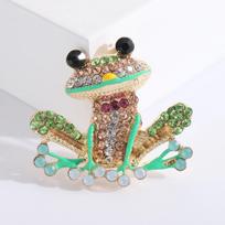 New Rhinestone Frog Brooches for Women Unisex Glass Animal Pins Event Party Backpack Decoration Clothes Accessories