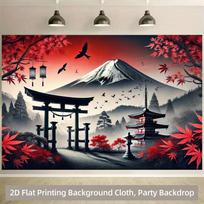 2D Traditional Japanese Temple with Mount Fuji Backdrop Cloth 47.2x31.5inch/120*80cm