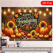 2D Flat Printed Happy Friendsgiving Background Cloth 47.2x31.5inch/120*80cm