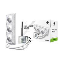 ASRock Steel Legend 360 LCD 360mm White Liquid Cooler - All-in-One Liquid Cooler with 3.4-inch LCD Display, CPU Temperature Display, LGA1700 AM5
