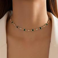 Rhinestone Crystal Fashion Clavicle Necklace auksas