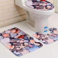 Luxurious 3d Printing Cartoon Bathroom Set With Non-slip Rug And Toilet Cover Mat C