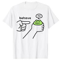 Dishonest Frog Funny Frog Meme Behave No Cartoon Design Cute Frog Comics Aesthetic Clothes Sarcastic 2026 Summer T Shirt 4XL