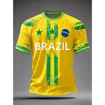 2026 Vasaros Nauji Brazilijos Futbolo Marškinėliai Vyrams Klasikiniai Dievas Brazilija Trumpomis Rankovėmis Marškinėliai Laisvalaikio O-kaklo Sportiniai Marškinėliai Vyriški Drabužiai L