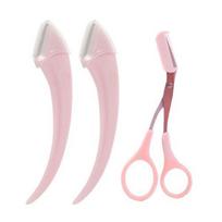 Female Eyebrow Clipper Comb Facial Hair Removal Eyebrow Trimmer Set Makeup Tools Eyebrow Scissors with Comb Eyebrow Trimming rožinė