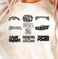 Classic Bay Area Rock Band Logo collage T-Shirt, San Francisco Scene Tee XL