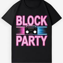 Block Party Neon Boombox Graphic T-Shirt, Retro 80s 90s Hip Hop Party Cotton Tee 4XL
