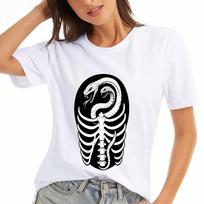 Snake Rib Cage Wounisex's Cotton T Shirt, Pure Cotton Premium Print, Durable, Casual Fashion. Featuring A Striking Snake And Rib Cage Design,Comfortab S įvairiaspalvis