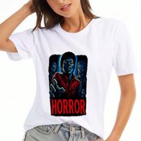 Horror Movie Clown Girl Wounisex's Cotton T Shirt,Premium Cotton Printed,Durable,Casual And Fashionable. A Girl Who Loves Horror Movies T Shirt,Classi S