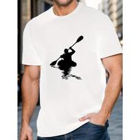 Men'S Short-Sleeve T-Shirt with a Kayak Silhouette Print, Round Neck for Summer Comfort Fabric S balta