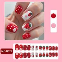 24 Pieces Short Press on Fake Nails Nail Art Patches Wear Nail Decoration Tools Cartoon Cute Square Nail DIY