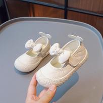 Hard Girls Velcro Princess Shoes Baby Girl Bow Shoes Kids Campus Style Leather Shoes 21