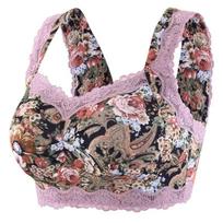 Floral Bra for Women Tube Top Slip Tank Top Thin Gather Sports Bralette Push Up Invisible Bra Sexy Lace Seamless Fancy Underwear L