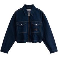 Calvin Klein Minimalist Solid Color Short Denim Jacket Women jackets Dark-Blue J222706 XS