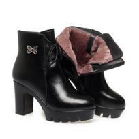 Mada 9cm Didelis Dydis 34-40 Storu Padu Batai Moteriški Platforminiai Batai Žiema 2024 Stambūs Aukštakulniai Batai Kulnas Kulnas Auliukas Botas Biuro Modelis Pliušas 34