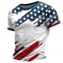 Veterans Day Men's Patriot American Flag T-shirt Short Sleeve T-shirt 3D Printed Shirt Street Party Birthday Street Summer Spring Clothing S