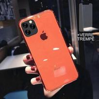 Case for iPhone 12 Mini + 2 Tempered Glass Screen Protectors, Soft Silicone Clear Red