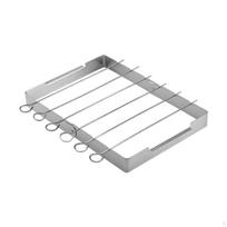 BBQ Shish Kabob Set,Foldable Grill Rack Reusable Sturdy Holder with 6Pcs Barbecue