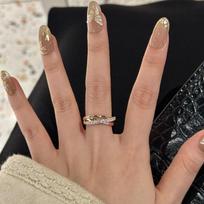 Light Luxury And Elegant Three-Circle Cross-Inlaid Diamond Ring, Two-Color Niche Design Sense, Personalized Open Index Finger Ring