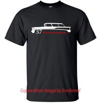 1957 57 Chevy NOMAD T-Shirt Bel Air Classic Muscle Car Emblem Side Mouldings M