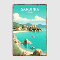 Sardinijos kelionės vaizdai Lankytinos vietos Retro plakatas Metalo ženklas Garažas Klubas Kambario sienų dekoras Individualus skardinis namų dekoras 20x30cm（7.8x11.8inch）