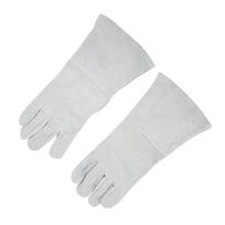 Pair Welding Glove Full Palm Wearproof Heat Resistant Hand Protector Cow Leather Gray for Cutting