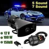 Car Warning Alarm Megaphone Police Siren Air Horn Speaker Car Horn Multi-tone & Claxon Horn Loud 12V 100W Loadspeaker Set juoda